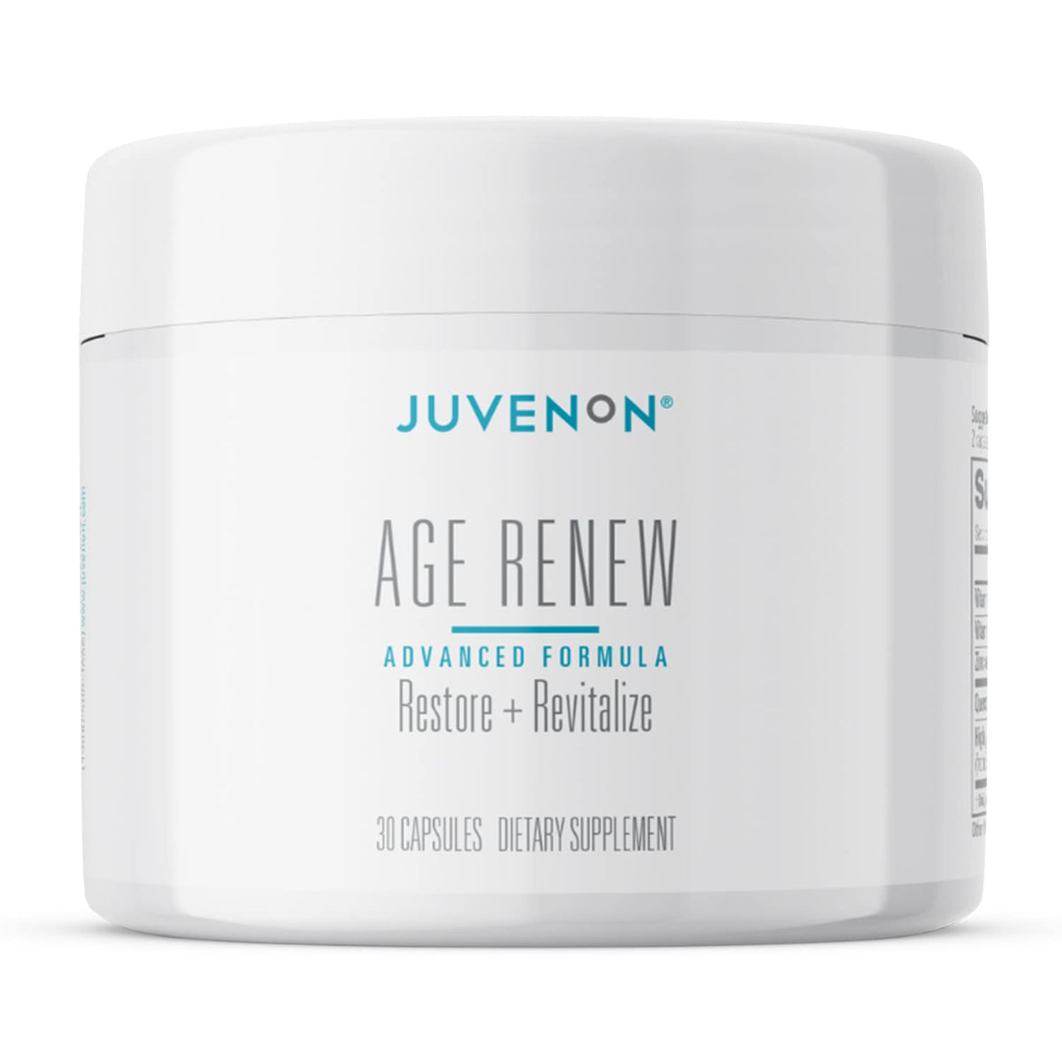 Juvenon Age Renew supplement jar on a white background