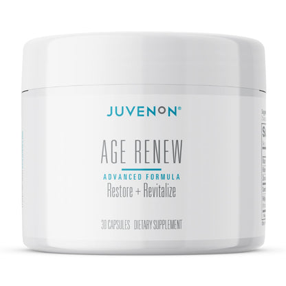 Juvenon Age Renew supplement jar on a white background