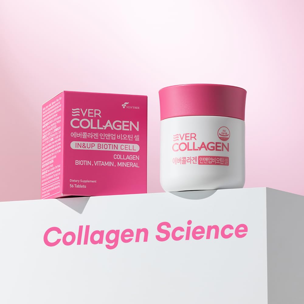 Ever Collagen in&UP Biotin Cell, Low Molecular Marine Fish Collagen Peptides Tablets with Vitamin Selenium Supplements - Healthy Skin, Hair, Nail for Women - Antioxidant Supplement EVER COLLAGEN TIME buy supplements Au