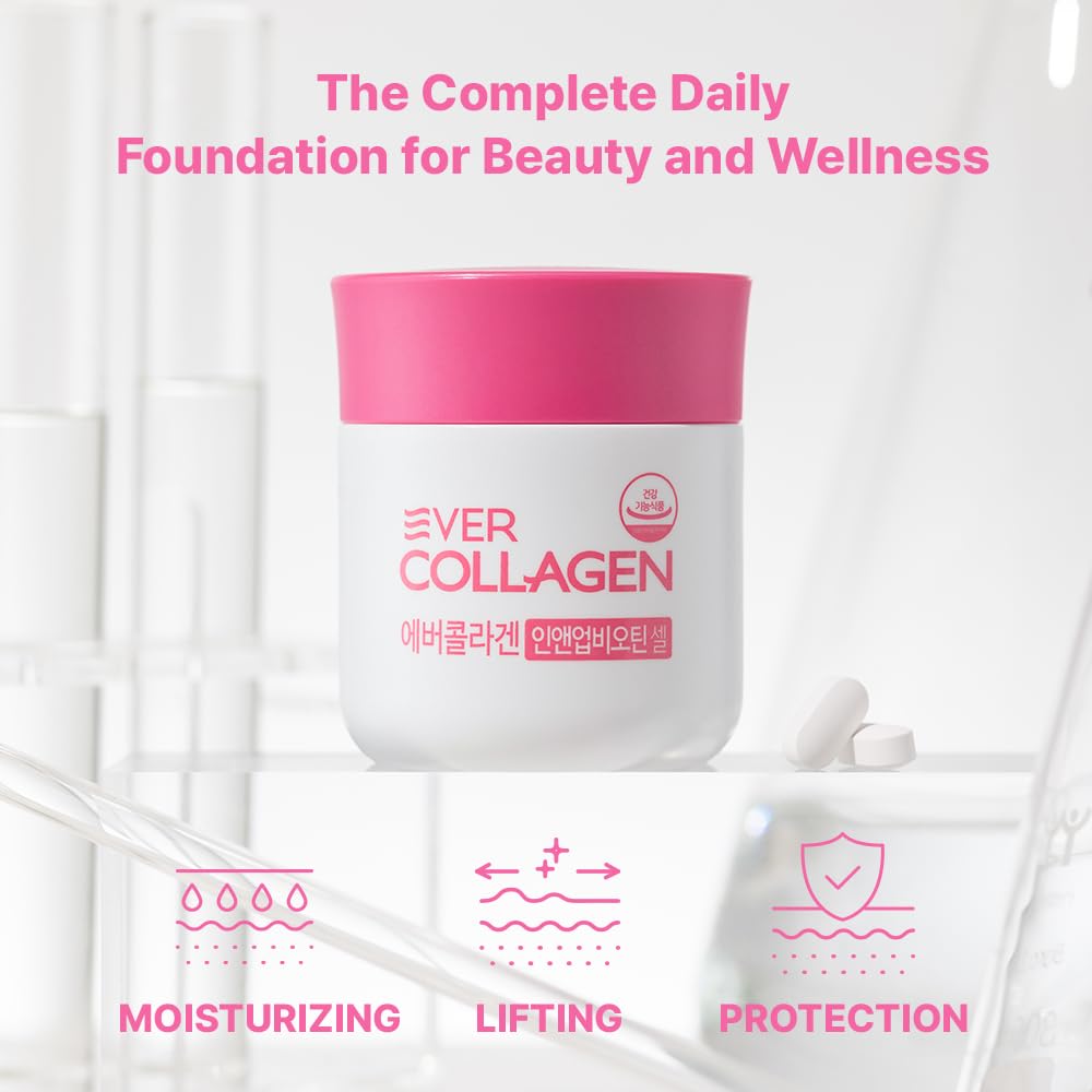 Ever Collagen in&UP Biotin Cell, Low Molecular Marine Fish Collagen Peptides Tablets with Vitamin Selenium Supplements - Healthy Skin, Hair, Nail for Women - Antioxidant Supplement EVER COLLAGEN TIME buy supplements Au