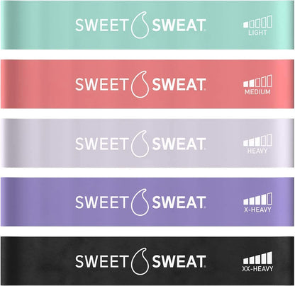 Sweet Sweat Mini Loop Resistance Bands - Set of 5 | Exercise Hip Booty Bands for Squats, Lunges, Physical Therapy, Yoga, Pilates, Rehab & Home or Gym Workouts Sports Research buy supplements Au