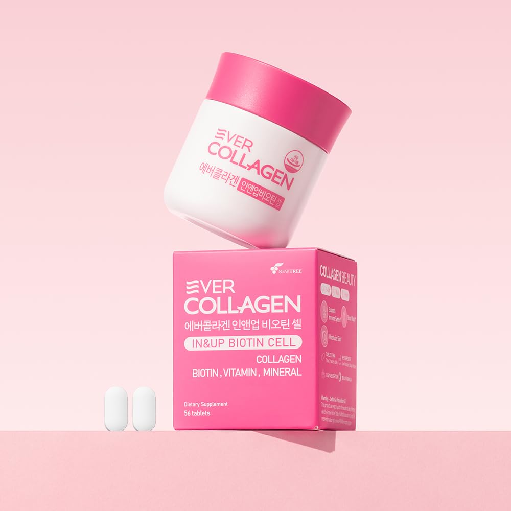 Ever Collagen in&UP Biotin Cell, Low Molecular Marine Fish Collagen Peptides Tablets with Vitamin Selenium Supplements - Healthy Skin, Hair, Nail for Women - Antioxidant Supplement EVER COLLAGEN TIME buy supplements Au