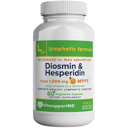 Lymphatic Formula, Diosmin Hesperidin 1000mg Lymphatic Drainage Supplement, Lymph System Support & Detox, Micronized MPFF Complex Blend with Vitamin D3 & Selenium for Immune Health, 60 Capsules VITASUPPORTMD buy supplements Au