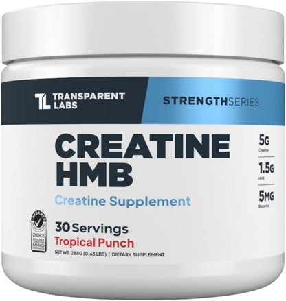 Transparent Labs Hydrate Electrolytes Powder (40 Servings, Peach Mango) & Creatine HMB (30 Servings, Tropical Punch)