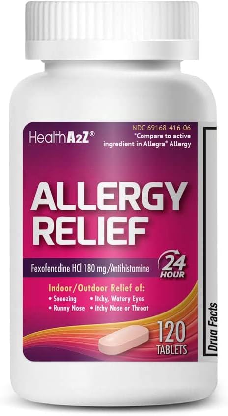 HealthA2Z Fexofenadine Hydrochloride 180mg, Antihistamine for Allergy Relief, 24-Hour Antihistamine for Allergy Relief (120 Count (Pack of 1)) HealthA2Z buy supplements Au