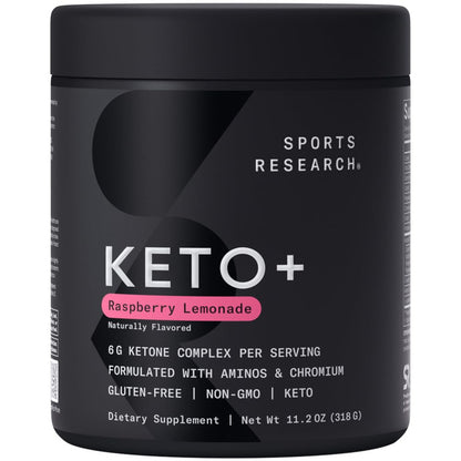 Sports Research® Keto Plus Exogenous Ketones with goBHB® - Premium Keto Powder Supporting Ketosis, Energy & Cognitive Function - Keto Certified · Vegan Friendly · 30 Servings (Raspberry Lemonade) Sports Research buy supplements Au