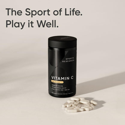 Sports Research High Potency Vitamin C Supplement - Vegan Veggie Capsules for Antioxidant Activity & Immune Support - Non-GMO Verified & Gluten Free - Ascorbic Acid Vitamin C 1000mg, 240 Count Sports Research buy supplements Au