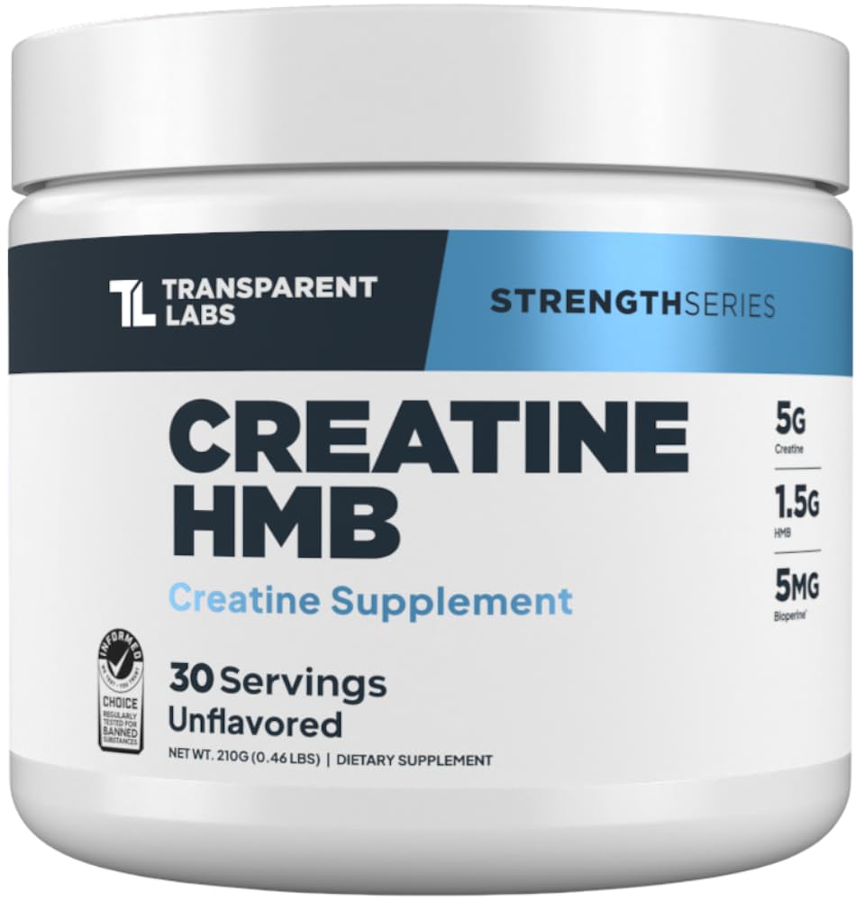 Transparent Labs Creatine HMB - Creatine Monohydrate Powder with HMB for Muscle Growth, Increased Strength, Enhanced Energy Output, and Improved Athletic Performance - 30 Servings, Unflavored Transparent Labs buy supplements Au