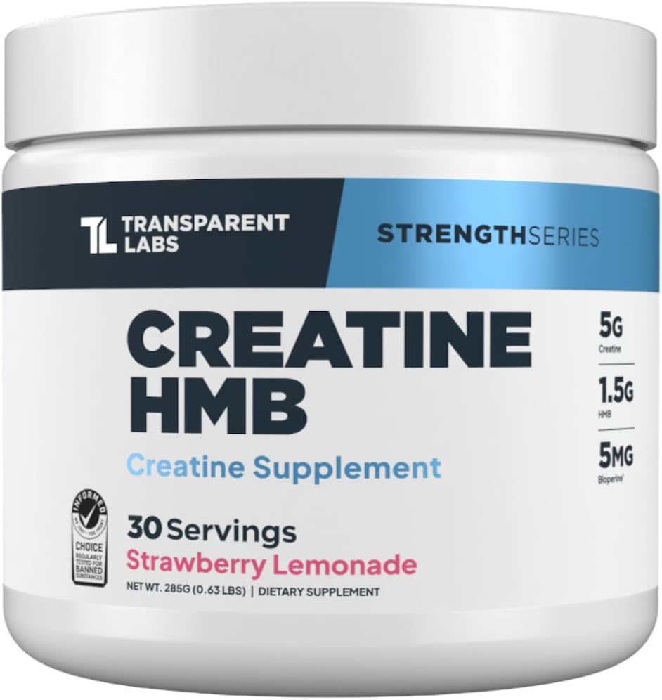 Transparent Labs Creatine HMB (30 Servings, Strawberry Lemonade) & Creatine HMB (30 Servings, Tropical Punch)