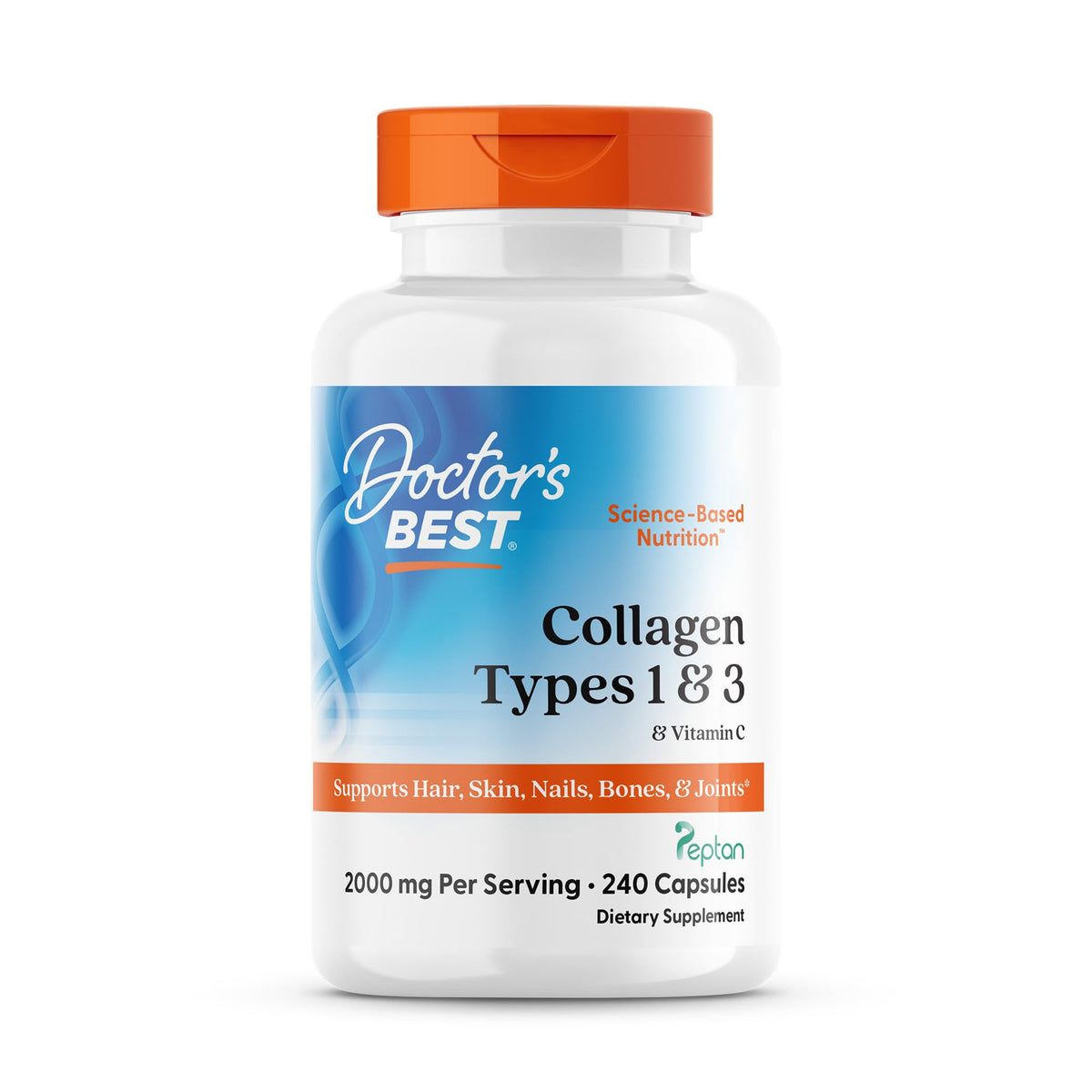 Doctor's Best Collagen Types 1 & 3 with Vitamin C, Non-GMO, Gluten Free, Soy Free, Supports Hair, Skin, Nails, Tendons & Bones, 500 mg, 240 Caps (DRB-00263) Doctor's BEST buy supplements Au
