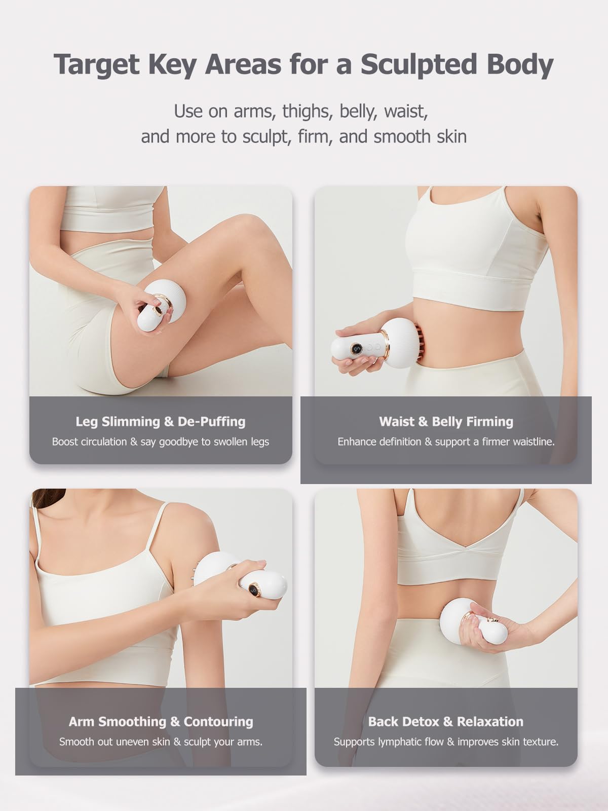 FEEOLA Lymphatic Drainage Massager & Cellulite Massage Tool, Helps Reduce Stretch Marks & Cellulite, for Legs, Arms & Belly, Body Sculpting Machine with Microcurrent, Light, Heat & Vibration FEEOLA buy supplements Au