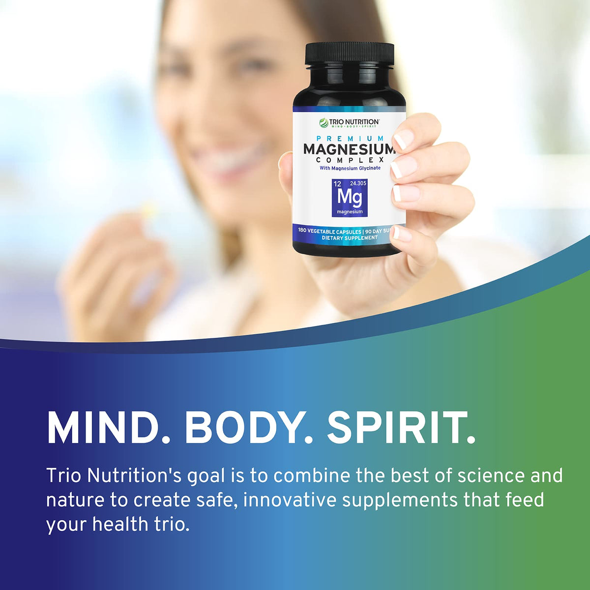 Trio Nutrition Magnesium Complex 90 Day Supply 420 mg | Natural Calm, Relax, Stress Relief, and Muscle Recovery |Magnesium Glycinate Supplement with Vitamin B6 for Rapid Absorption* TRIO NUTRITION buy supplements Au