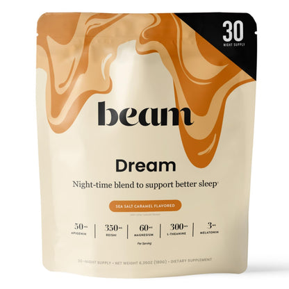 Beam Dream Sleep Powder – Sleep Aid for Adults with Melatonin, Magnesium, L-Theanine, Reishi Mushroom & Apigenin Sleep Supplement, Sleepy Cocoa Bedtime Drink Mix, Sea Salt Caramel Flavor, 30 Servings Beam buy supplements Au