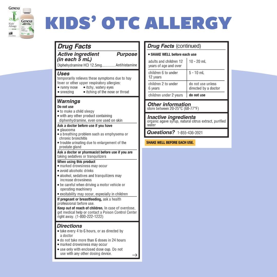 Genexa Kids Allergy Bundle | Powerful OTC Medicine + Gentle Homeopathic Remedy | Antihistamine, Relieves Runny Nose, Sneezing & Itchy Eyes | Organic Acai & Agave Flavors | Ages 6+ Genexa buy supplements Au