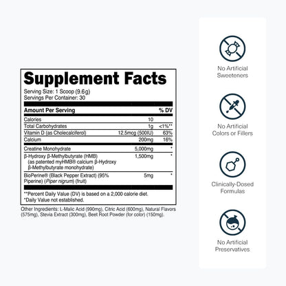 Transparent Labs Creatine HMB (30 Servings, Strawberry Lemonade) & Creatine HMB (30 Servings, Tropical Punch)