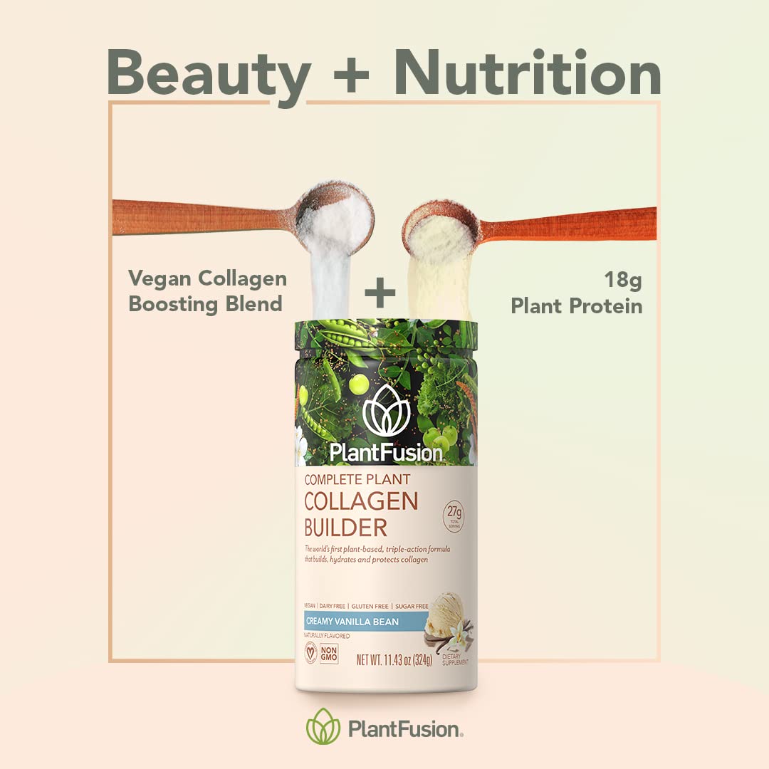 PlantFusion Vegan Collagen Powder - Plant Based Collagen Protein Powder For Muscle & Joints, Hair, Skin & Nails - Keto, Gluten Free, Soy Free, Non-Dairy, No Sugar, Non-GMO - Unflavored 10.58 oz PlantFusion buy supplements Au