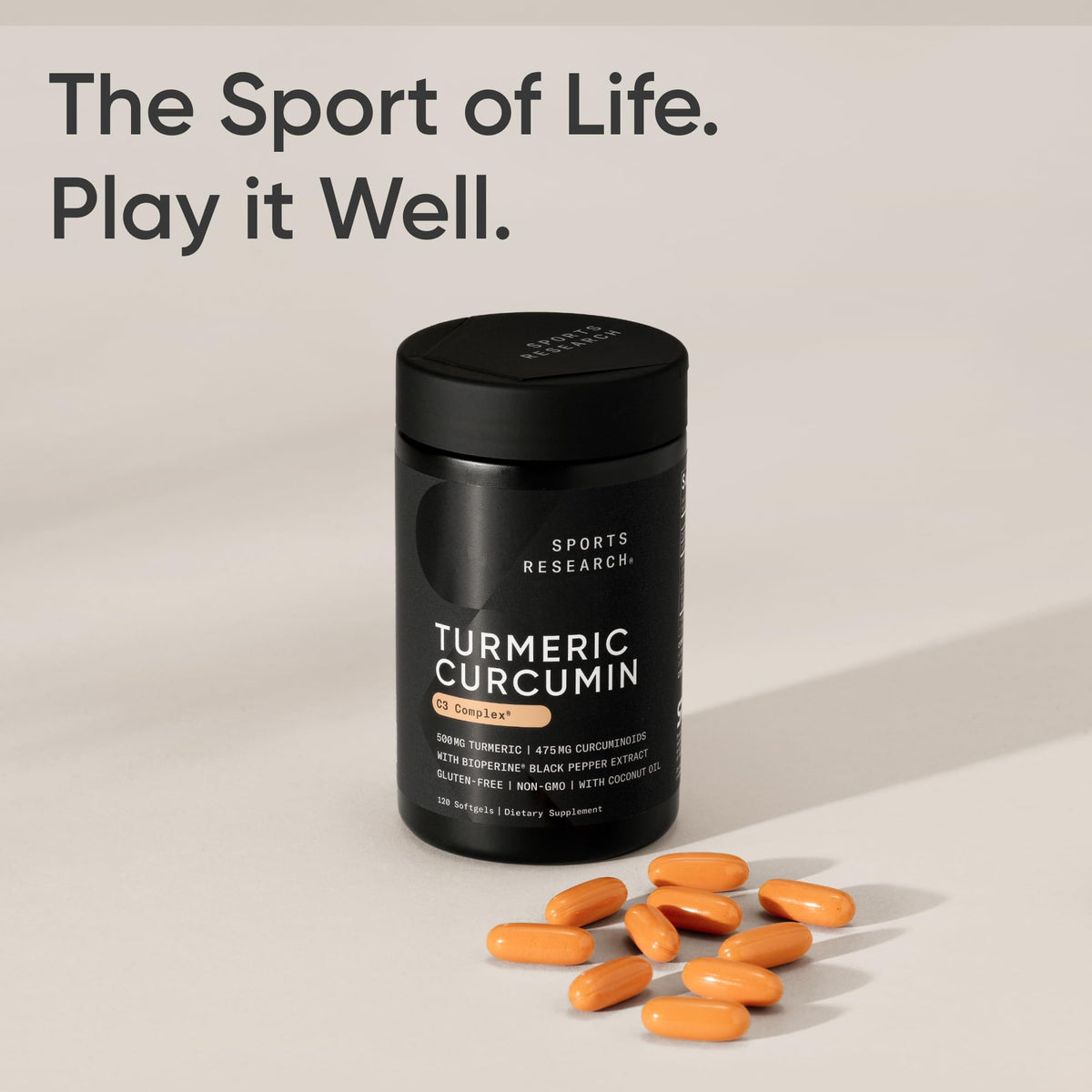 Sports Research® Turmeric Curcumin C3 Complex® w/BioPerine Black Pepper Extract & Organic Coconut Oil - Standardized 95% Curcuminoids · Non-GMO · Gluten Free - 120 Count Softgels Sports Research buy supplements Au