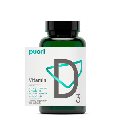 Puori Vitamin D3 Softgels, 2500 IU (62.5 mcg) - Fast Absorbing Vitamin D3 Supplements for Immune System Support, Bone Health & Density and Healthy Muscle Functions - Non-GMO & Gluten-Free - 120 Count Puori buy supplements Au