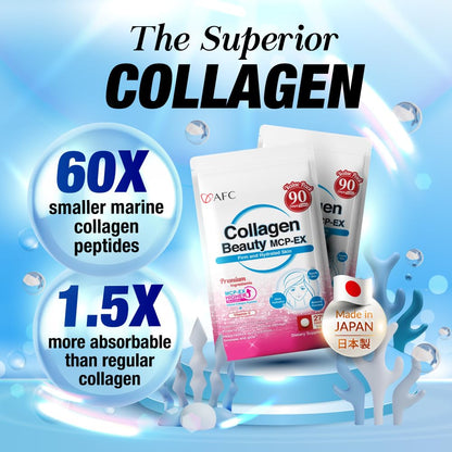 AFC Japan Collagen Beauty MCP-EX with Marine Collagen Peptide, 1.5X Better Absorption Than Other Collagen, for Anti-Aging, Skin, Hair, Nails, Bone and Joints, for Women & Men, 90 Days Supply AFC buy supplements Au
