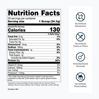 Transparent Labs Grass-Fed Whey Protein Isolate (30 Servings, French Vanilla) & Grass-Fed Whey Protein Isolate (30 Servings, Milk Chocolate)