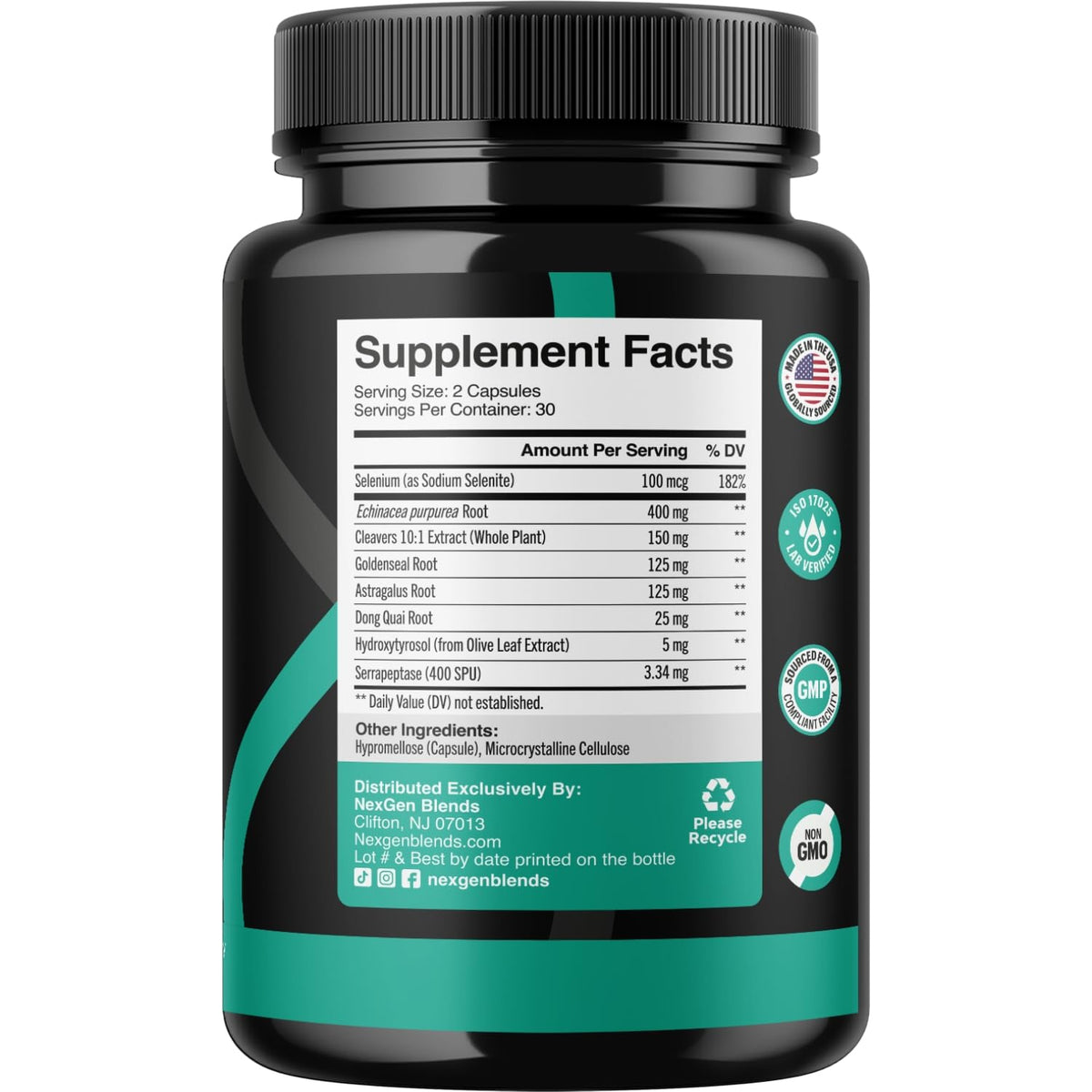 Herbal Lymph System Support Supplement - Lymphatic Support Complex with Echinacea Goldenseal Astragalus & Hydroxytyrosol for Lymphatic Drainage & Immune Support - Vegan Non-GMO Gluten Free (1 Month) NEXGEN BLENDS buy supplements Au