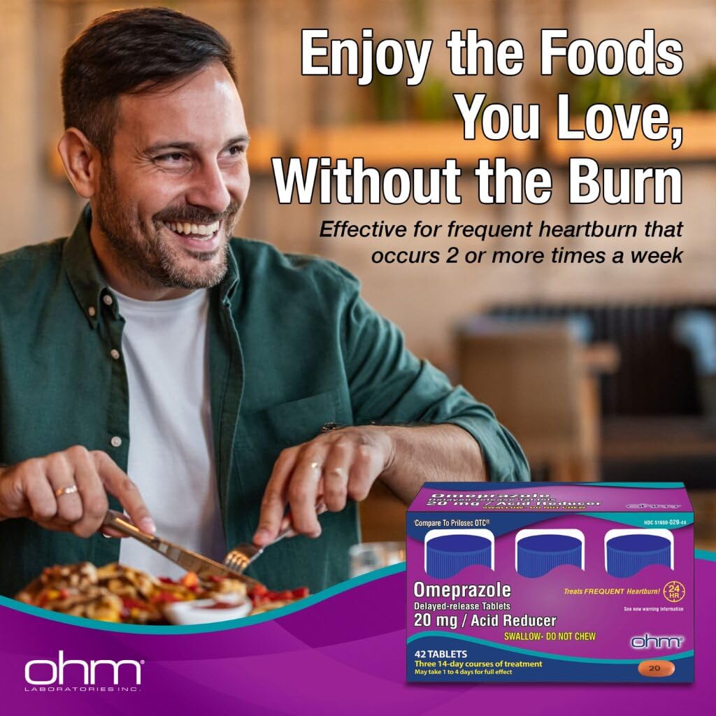 Ohm Omeprazole Delayed-Release Tablets, 20mg Acid Reducer, Treats Frequent Heartburn (12 Weeks of Supply, 84, Count) Ohm buy supplements Au