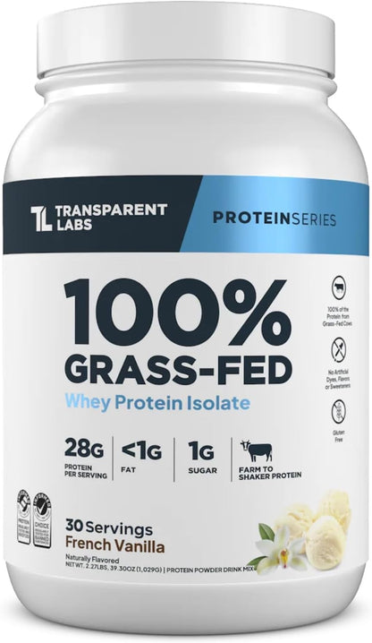 Transparent Labs Grass-Fed Whey Protein Isolate, French Vanilla, Creatine HMB, Unflavored