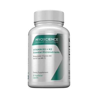 MYOXCIENCE Vitamin D3 + K2 Essential Micronutrients | Vitamin D3 5,000 IU | Vitamin K2 as MK-7 90 mcg (90 Vegetarian Capsules) MYOXCIENCE buy supplements Au