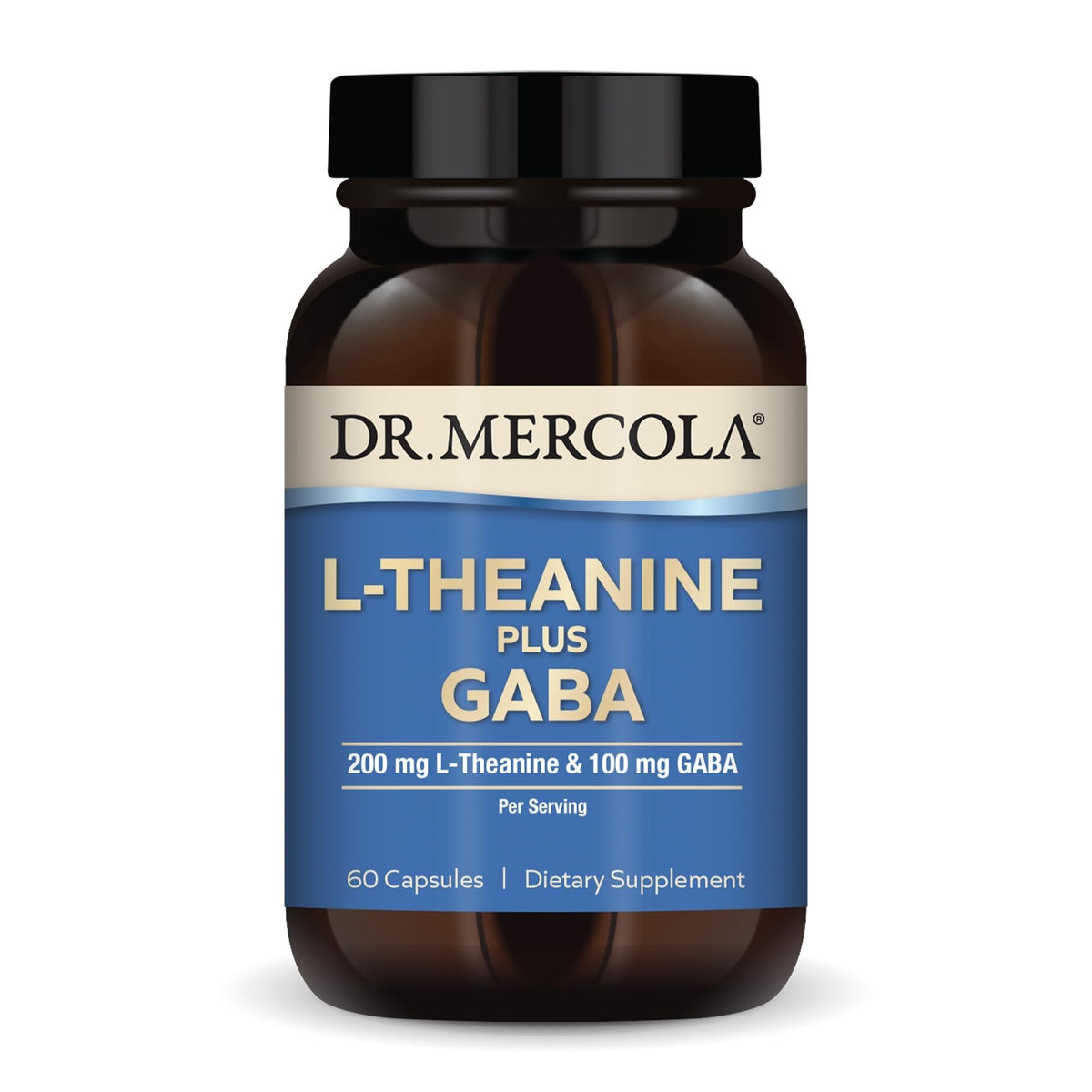 Dr. Mercola L-Theanine Plus GABA - Supports Relaxation - Focus & Cognitive Function - Stress Support Supplement - 200 mg L-Theanine - 100 mg GABA - 60 Capsules Dr. MercolaBuy Supplements Australia