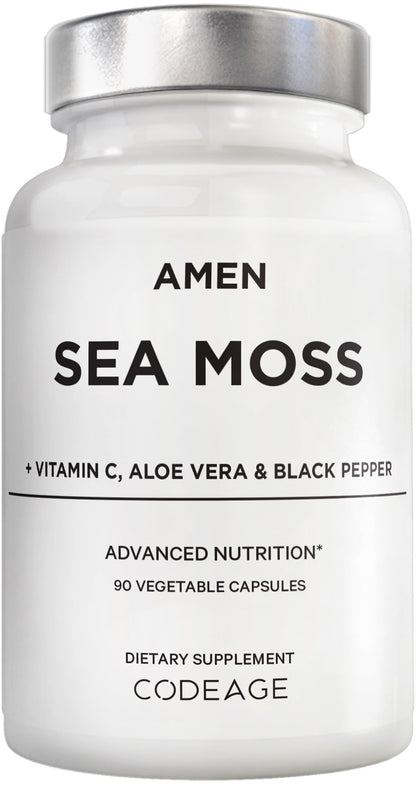 Amen Sea Moss Supplement - 1000mg Organic Irish Sea Moss, Bladderwrack, Burdock - Vitamin C, Aloe Vera, Black Pepper - Seaweed Superfood, Vitamins, Minerals, and Antioxidants - Non-GMO - 90 Capsules AmenBuy Supplements Australia