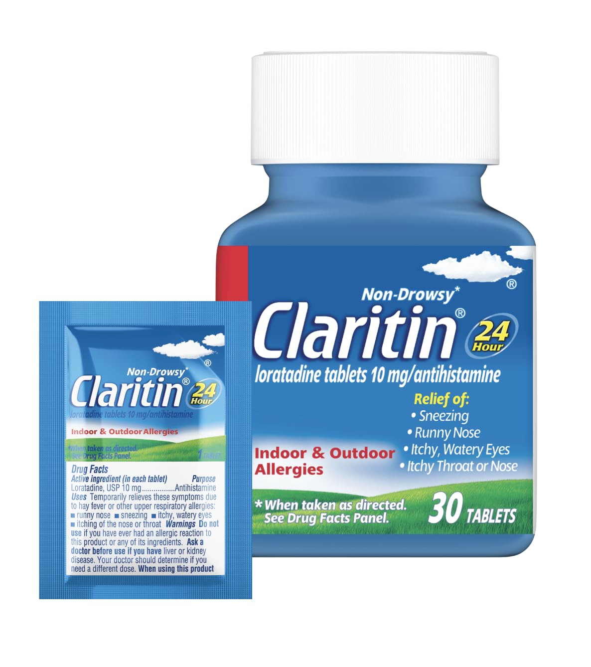 Claritin Allergy Medicine for Adults, 24-Hour Non-Drowsy Loratadine 10mg Pills, Antihistamine, 30 Tablets + 1ct On-The-Go Relief Claritin buy supplements Au