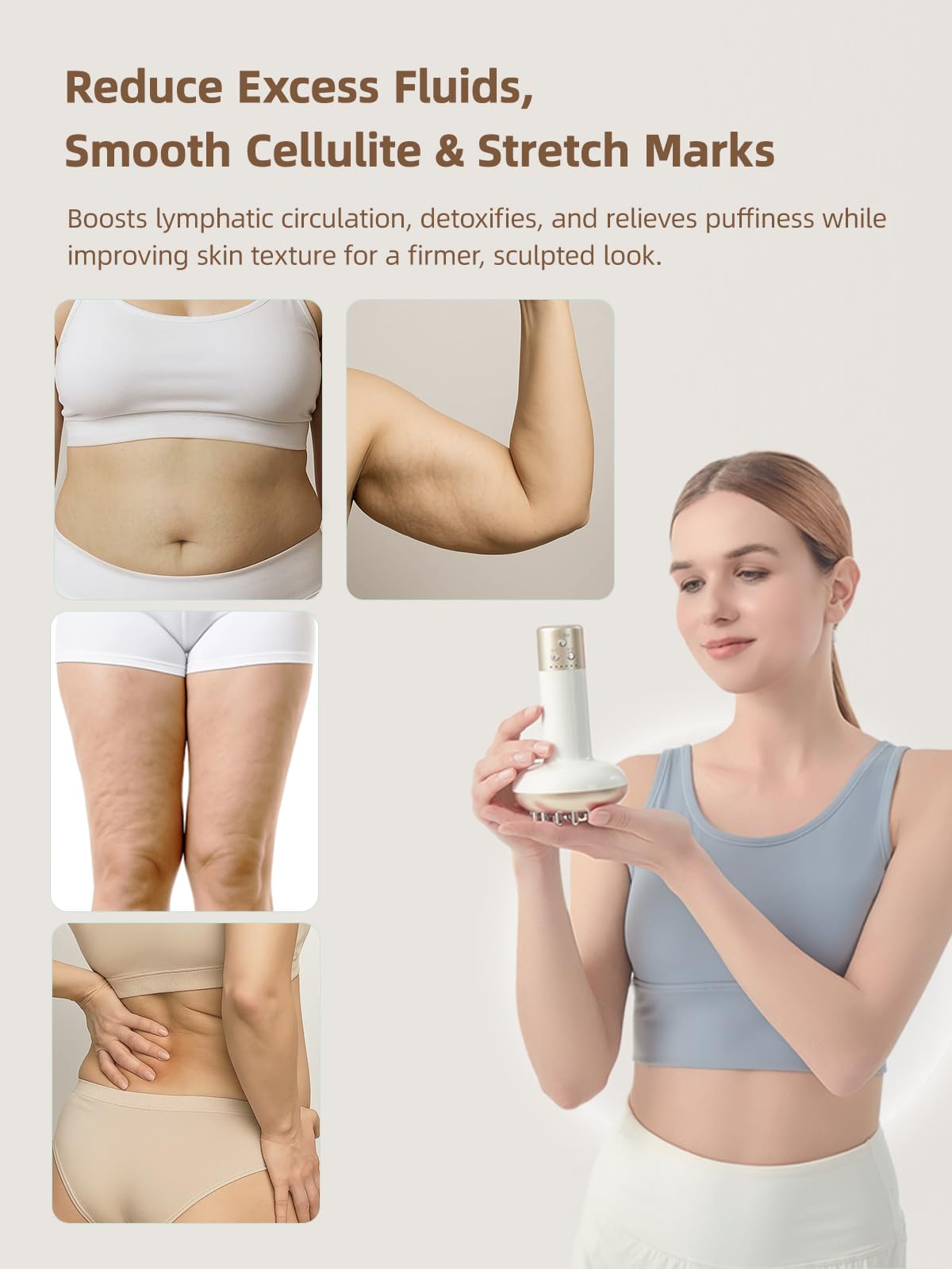 Yuonry Lymphatic Drainage Massager & Anti Cellulite Massage Tool, Reduce Stretch Marks & Cellulite, for Legs, Arms & Belly, Body Sculpting Machine with Microcurrent, Light, Heat & Vibration,White Yuonry buy supplements Au