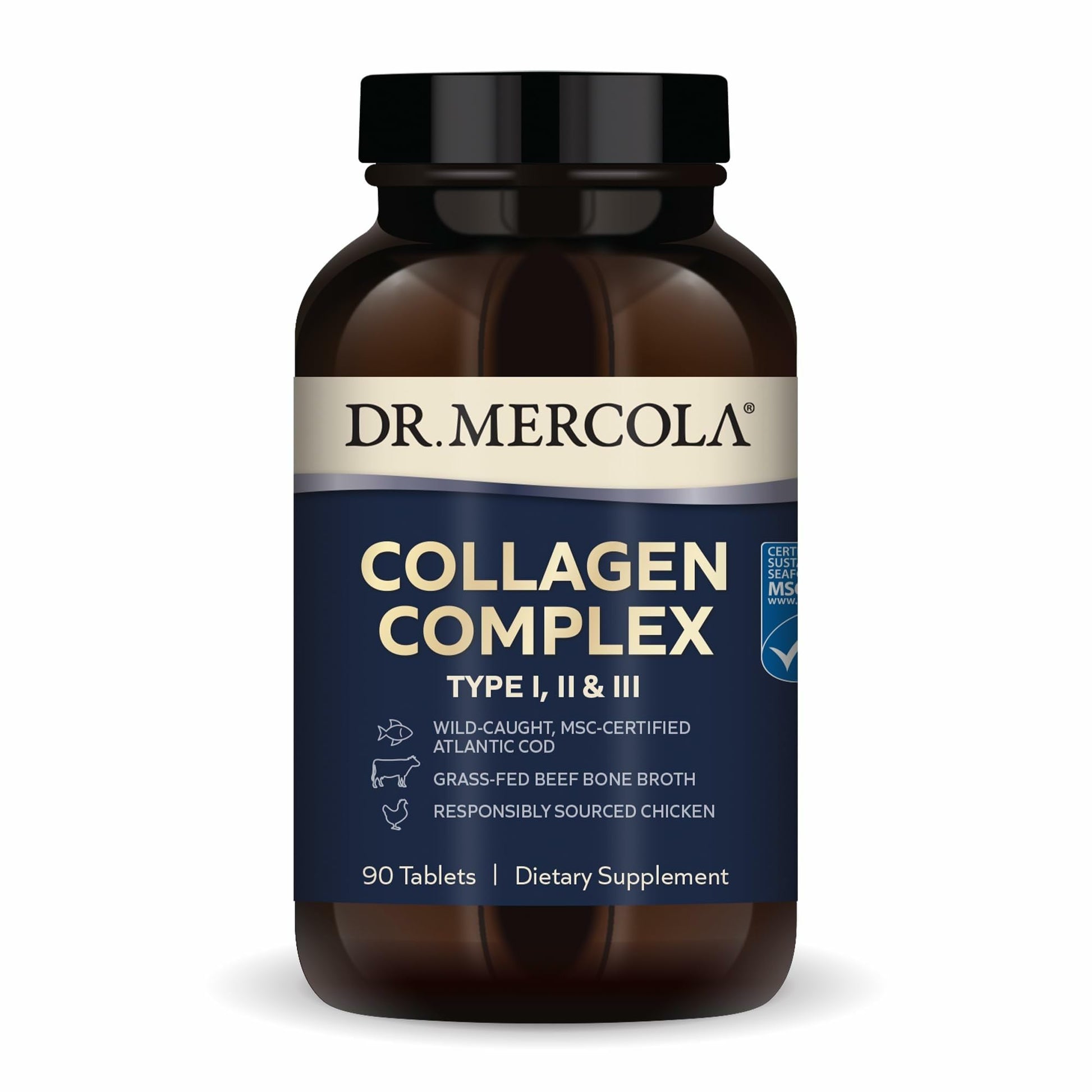 Dr. Mercola Collagen Complex - Supports Skin & Connective Tissue - Types I, II & III Collagen - Non-GMO, Gluten-Free & Soy-Free - 90 Tablets (30 Servings) Dr. Mercola buy supplements Au