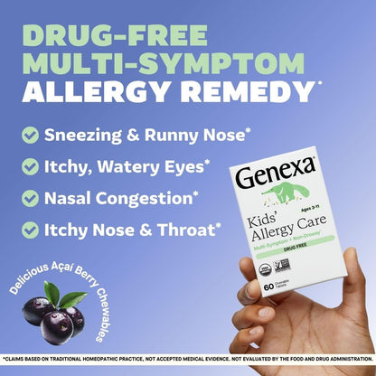 Genexa Kids Allergy Bundle | Powerful OTC Medicine + Gentle Homeopathic Remedy | Antihistamine, Relieves Runny Nose, Sneezing & Itchy Eyes | Organic Acai & Agave Flavors | Ages 6+ Genexa buy supplements Au