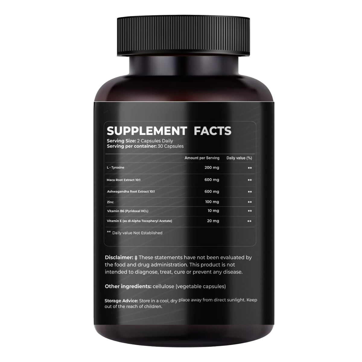 Mishas Nutraceuticals L-Tyrosine with Maca Root, Ashwagandha & Vitamins Complex – Energy, Mental Focus, Stress Relief & Immunity Support – 60 Capsules (30 Servings) MishasBuy Supplements Australia