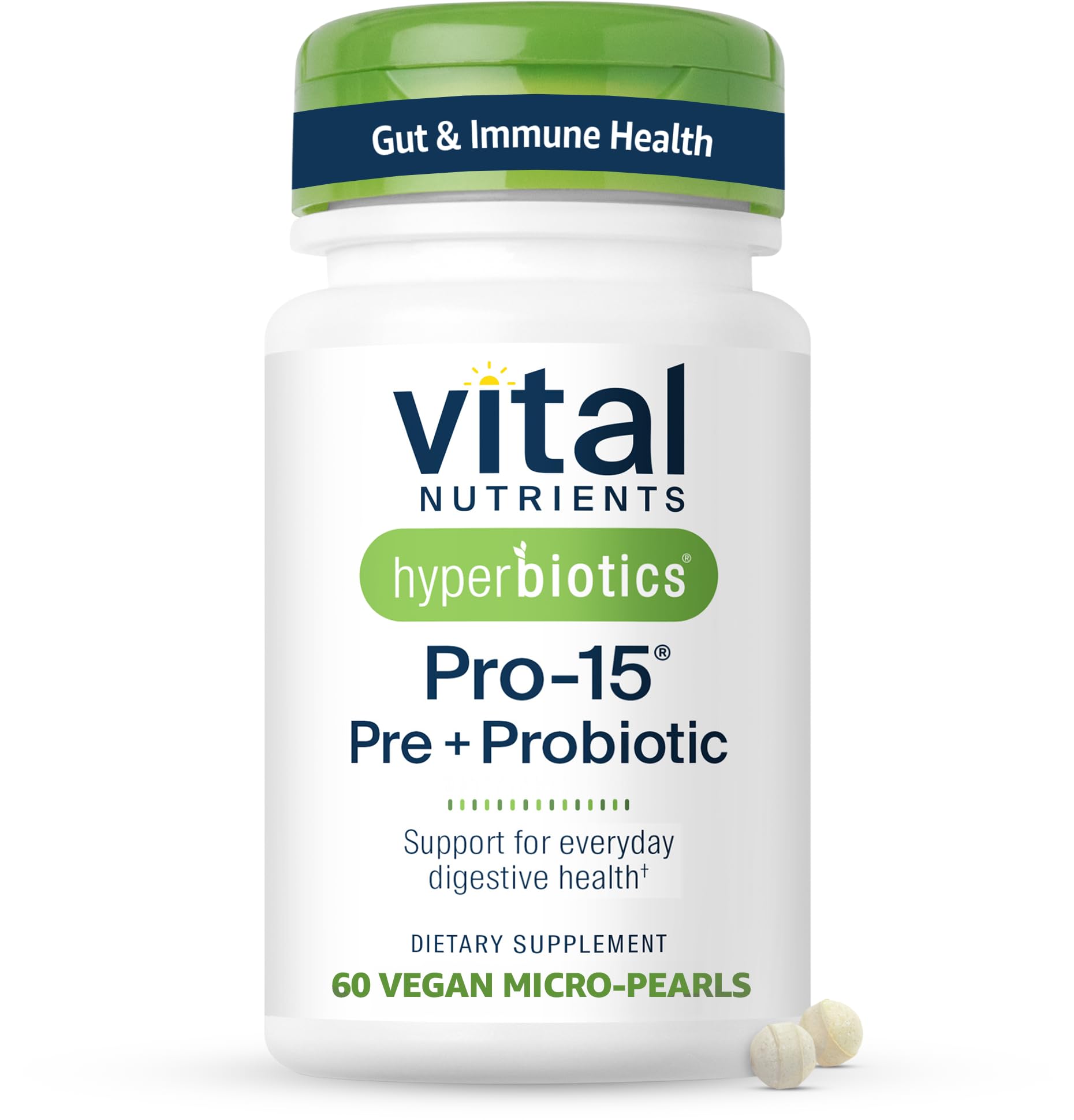 Hyperbiotics Vital Nutrients Pro-15 Prebiotics and Probiotics for Women and Men | 15 Science Backed Strains | Supports Occasional Constipation, Diarrhea, Gas & Bloating | 60 Vegan Time Release Pearls Hyperbiotics buy supplements Au