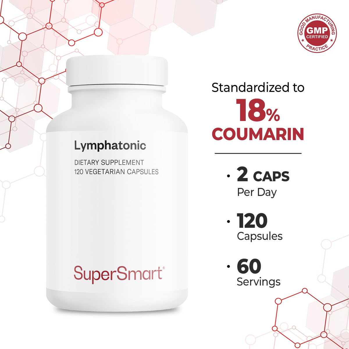 Supersmart - Lymphatonic 40mg per Day - Lymphatic Drainage Supplement - Melilotus Officinalis | Non-GMO & Gluten Free - 120 Vegetarian Capsules Supersmart buy supplements Au