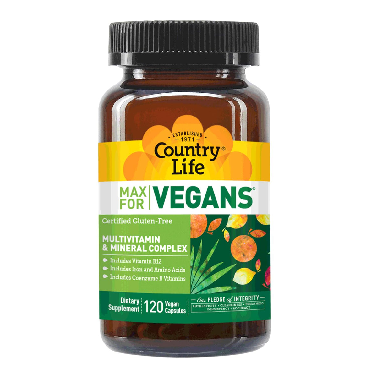 Country Life Max for Vegans - 120 Vegan Capsules - Daily Multivitamins - Immune Support Supplement - Contains Vitamin B12, Iron, Amino Acids, Coenzyme B Vitamins - Gluten-Free Country LifeBuy Supplements Australia