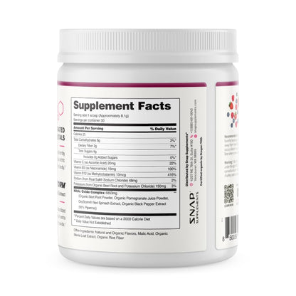 Snap Supplements Organic Beet Root Powder Nitric Oxide Supplement for Men & Women, Red Spinach & Pomegranate, Supports Healthy Energy & Blood Pressure Already in Normal Range, 30 Servings, Mixed Berry Snap Supplements buy supplements Au