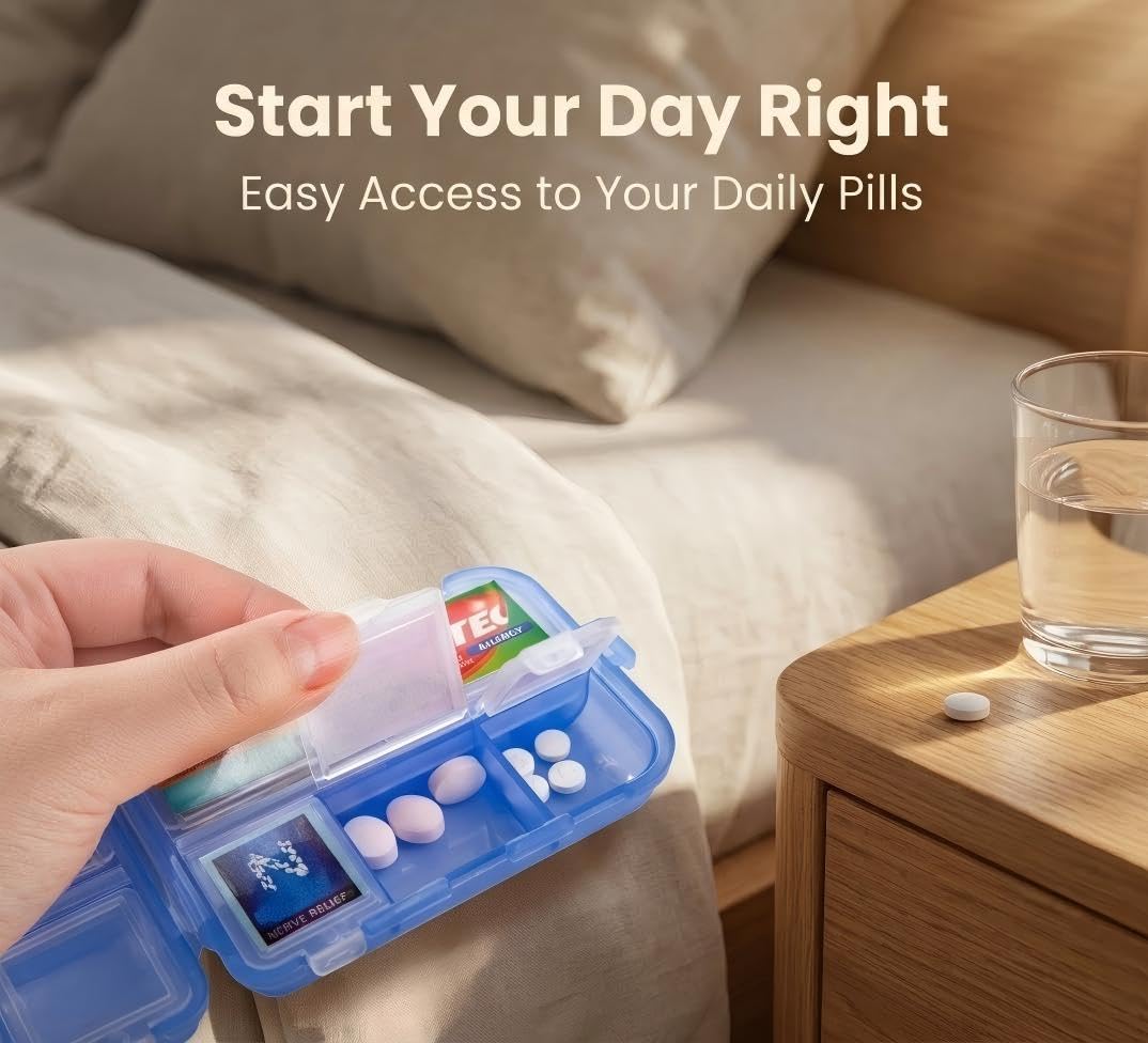 Pill Organizer with Medicine Labels Travel Daily Pill Container Mini Medication Organizer Storage Pill Organizer Travel Essentials Pill Case 7 Day (Pink & 161 Lables) iouwei buy supplements Au