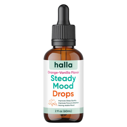 Halla Steady Mood Drops Saffron Extract, Maritime Pine Bark Extract, Phosphatidylserine, Magnesium L-Threonate, Sleep Supplements, Improves Focus & Attention, Mood Support Supplement, 60ml