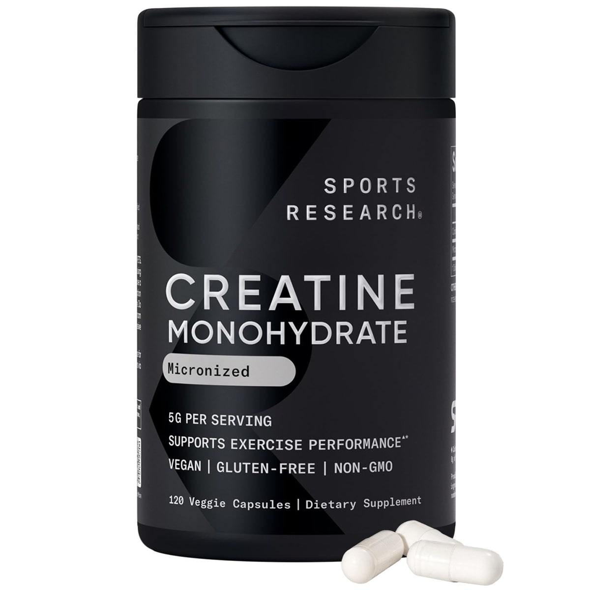 Sports Research® Creatine Monohydrate Capsules - Supports Workout Recovery, Lean Muscle gain, Performance and Strength* - Non-GMO, Vegan Certified - 5g per Servings - 30 Servings Sports Research buy supplements Au