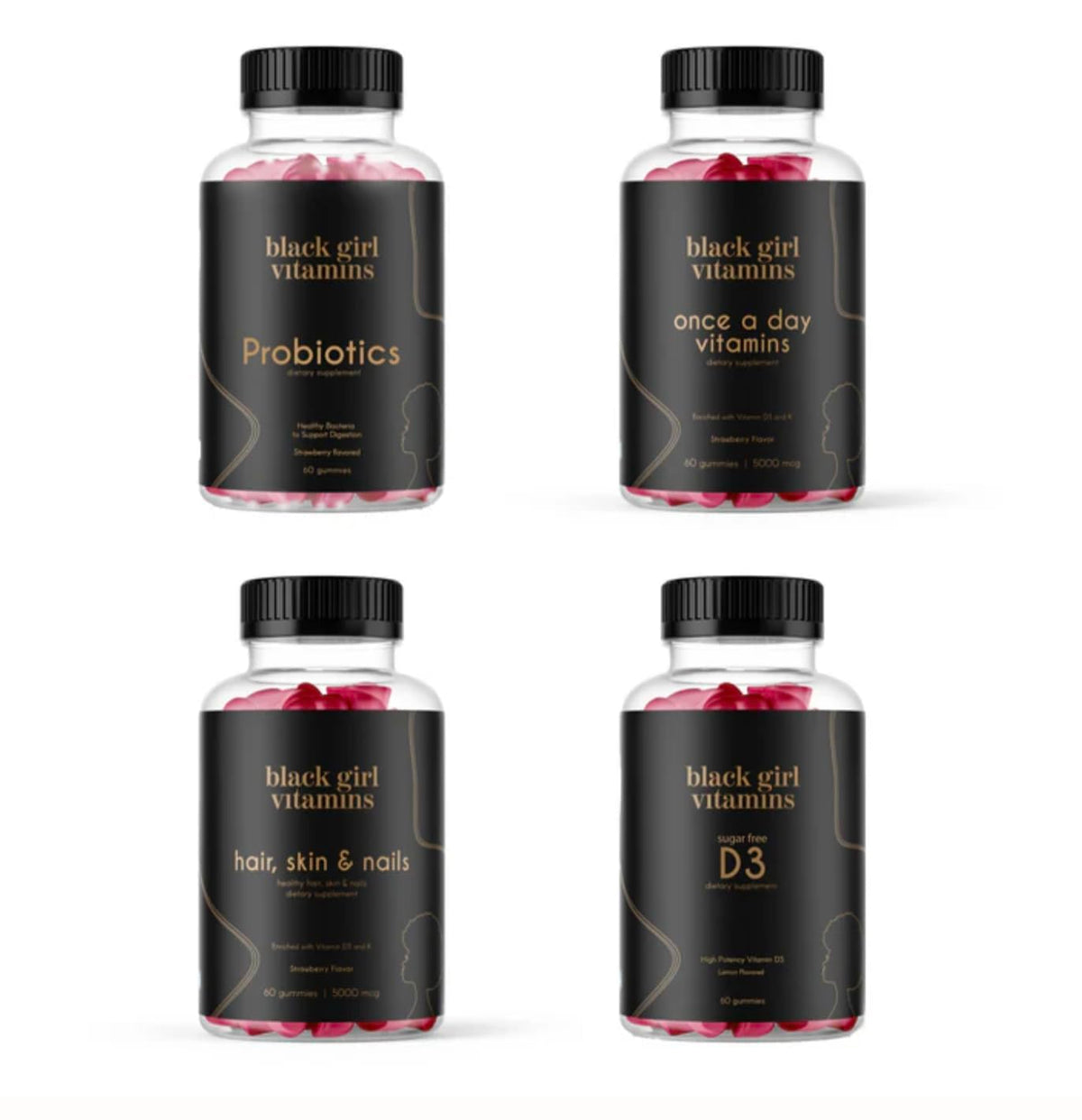 Black Girl Vitamins Complete Wellness Essentials - 30-Day Bundle with D3 Gummies, Probiotics, Hair-Skin-Nails + Sea Moss - 8 Key Nutrients for Immune, Skin & Energy Support Black Girl VitaminsBuy Supplements Australia