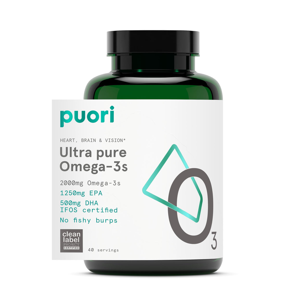 Puori Omega 3 Fish Oil Supplement - Ultra Pure & Burpless Wild Caught Fish Oil with 2000mg Omega 3 Fatty Acids,1250mg EPA & 500mg DHA Supports Heart, Brain & Eye Health - IFOS Certified - 120 Softgels Puori buy supplements Au