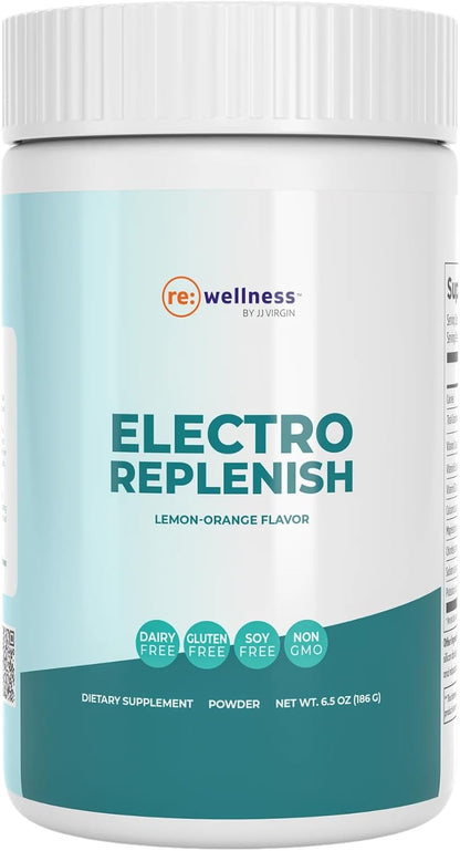 Reignite Wellness by JJ Virgin | ElectroReplenish Electrolyte Powder | Electrolyte Replacement & Hydration Powder for Energy Production | Naturally Flavored Lemon-Orange | 30 Servings