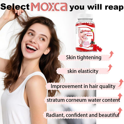 Moxca Hydrolyzed Marine Collagen Gummies for Women | Vegan Collagen Support with Biotin, Vitamins C & E | Daily Beauty Supplement for Hair, Skin & Nails | Natural Fruit Flavor, Clean Formula Moxca buy supplements Au
