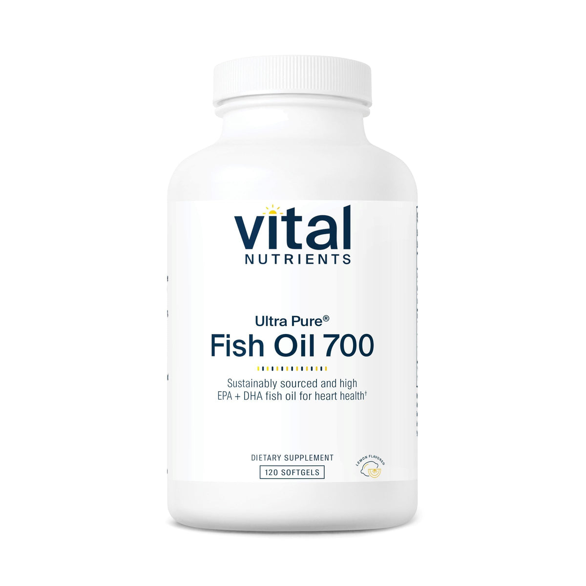 Vital Nutrients Ultra Pure Fish Oil 700 - Supports Heart, Brain, and Joint Health* - Sustainably Sourced High EPA & DHA Omega-3 Fatty Acid - Lemon Flavor - Gluten, Dairy & Soy Free - 120 Softgels Vital Nutrients buy supplements Au
