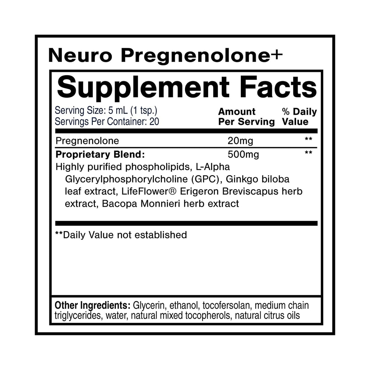 Quicksilver Scientific Neuro Pregnenolone+ - Brain Support Supplement for Neurological Health - Neuroactive Ingredients - Rapid Absorption - Vegan, Sugar-Free & Gluten-Free - 3.38 fl oz (20 Servings) Quicksilver ScientificBuy Supplements Australia