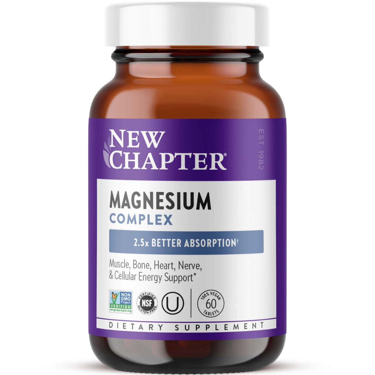 New Chapter magnesium complex supplement bottle on a white background