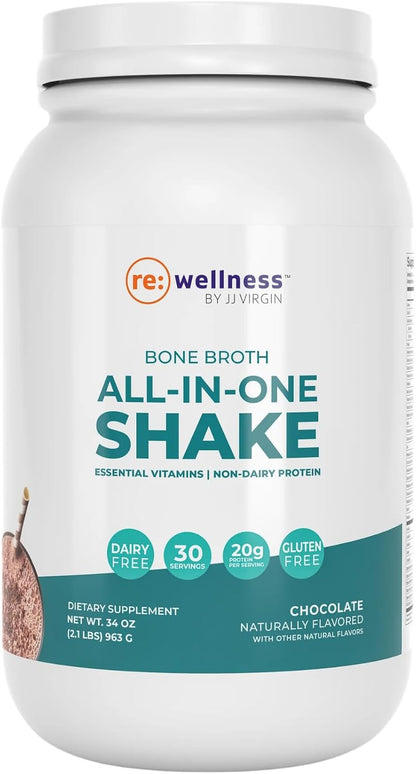 Reignite Wellness by JJ Virgin SHEatine Powder (Unflavored), ElectroReplenish, and Bone Broth All-in-One Shake (Chocolate)